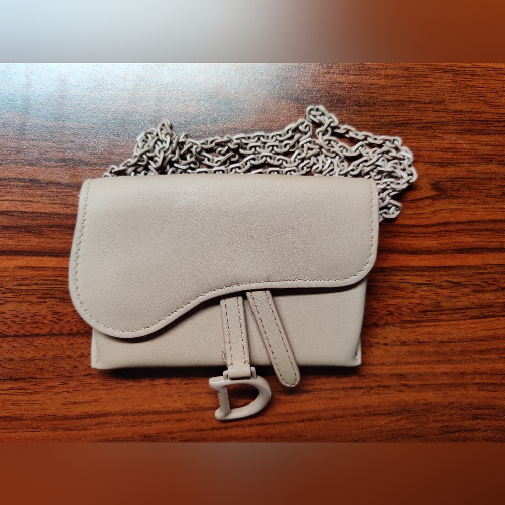 DIOR Ultra Matte Calfskin Nano Saddle Chain Pouch Pink